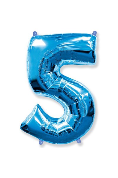 Фольгированный шар "Синяя цифра 5"