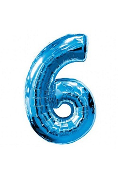 Фольгированный шар "Синяя цифра 6"