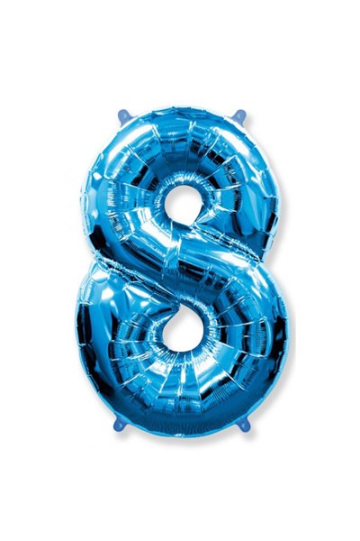 Фольгированный шар "Синяя цифра 8"