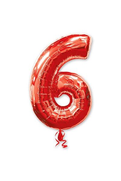Фольгированный шар "Красная цифра 6"