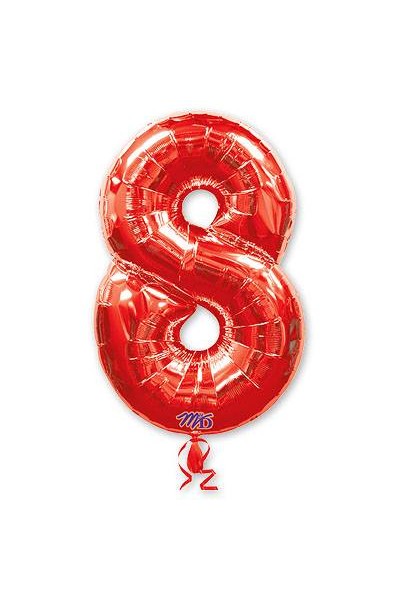 Фольгированный шар "Красная цифра 8"