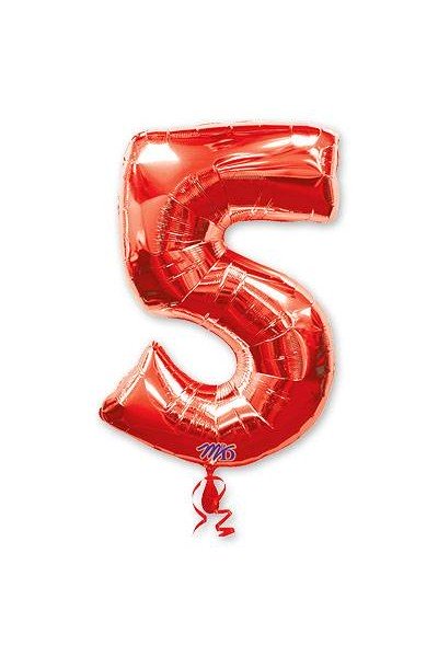 Фольгированный шар "Красная цифра 5"