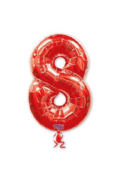 Фольгированный шар "Красная цифра 8"