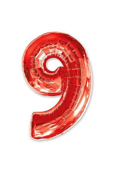 Фольгированный шар "Красная цифра 9"