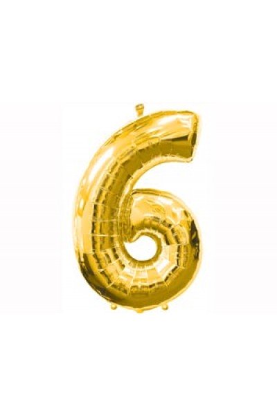 Фольгированный шар "Золотая цифра 6"