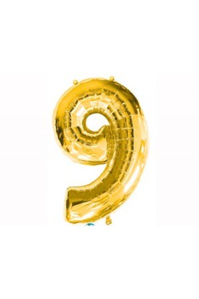 Фольгированный шар "Золотая цифра 9"