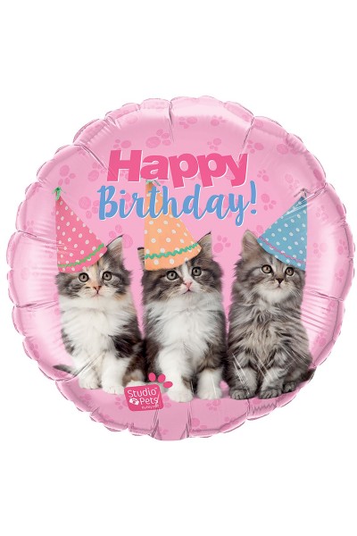 Фольгированный шарик Happy Birthday домашние животные котята
