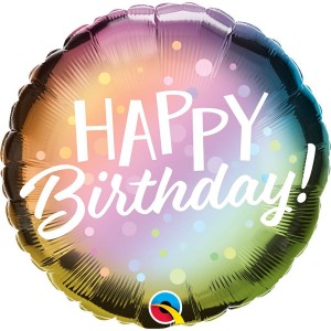 Фольгированный шарик Happy Birthday омбре пузыри
