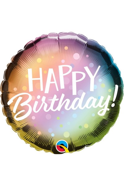 Фольгированный шарик Happy Birthday омбре пузыри