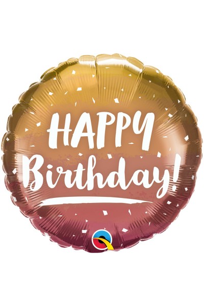 Фольгированный шарик Happy Birthday золотое омбре