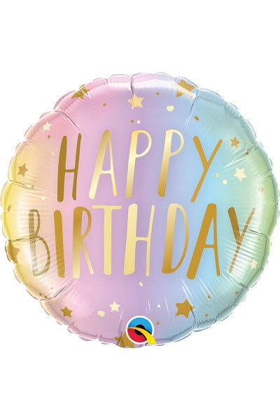 Фольгированный шарик Happy Birthday омбре звезды
