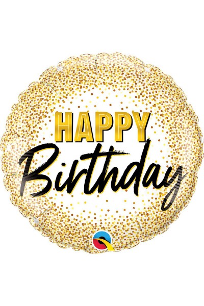 Фольгированный шарик Happy Birthday конфетти золотое