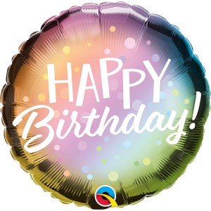 Фольгированный шарик Happy Birthday омбре пузыри