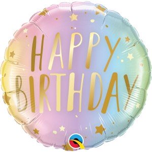 Фольгированный шарик Happy Birthday омбре звезды