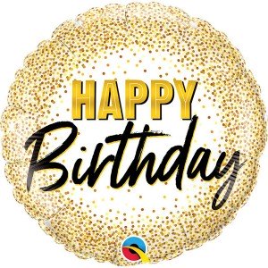 Фольгированный шарик Happy Birthday конфетти золотое
