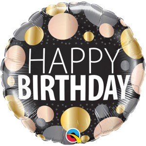 Фольгированный шарик Happy Birthday металлические круги