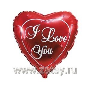 Фольгированный шар 18" (45см) с рисунком ILY Красное
