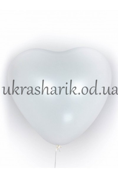 Шарик сердцечко наполненное гелием белое 15" (38 см)