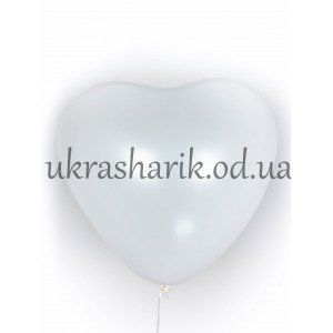 Шарик сердцечко наполненное гелием белое