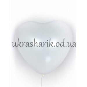 Шарик сердцечко наполненное гелием белое